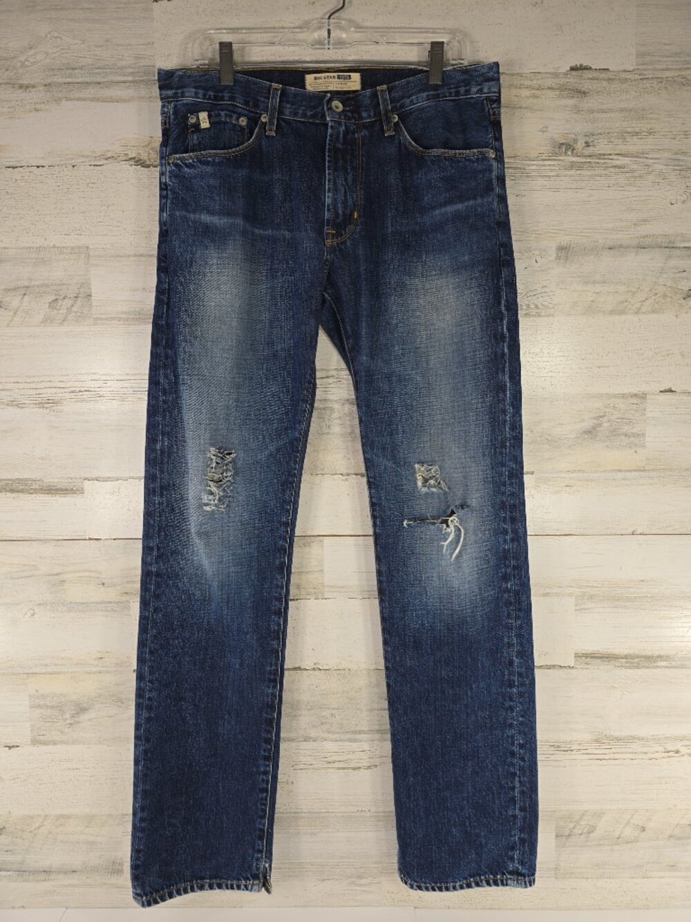 Big Star 1974 Men's Jeans Straight Leg Distressed Dark Wash 32R *Measured 34x34*